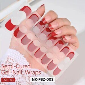 🖤 3/$12 Red French Tip 16Tips Semi Cured Gel Nails